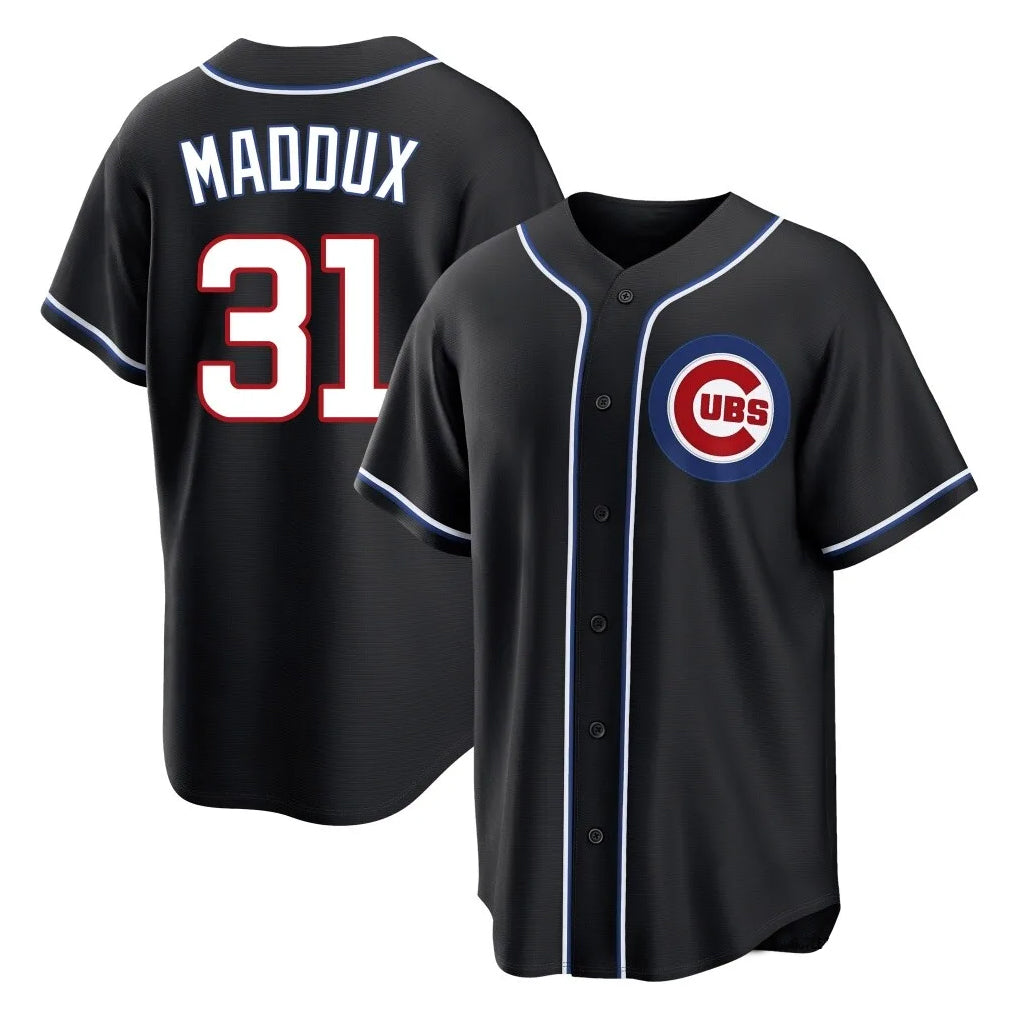 Punc C.Cubs #31 Greg Maddux Player Black Fashion Out Game Stitched Jerseys