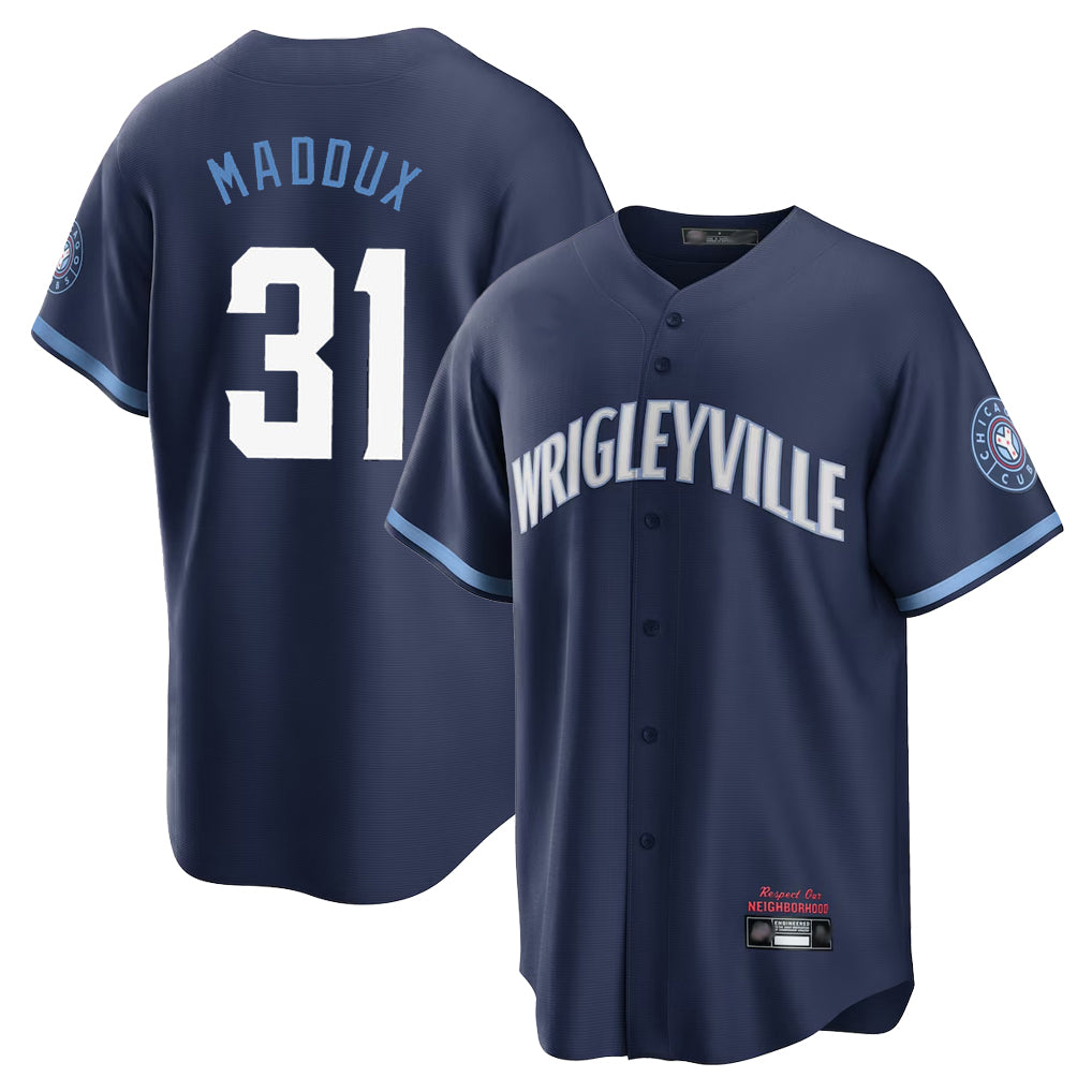 Punc C.Cubs #31 Greg Maddux Player Navy City Connect Home Game Stitched Jerseys