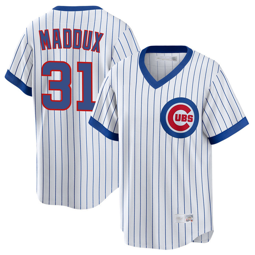 Punc C.Cubs #31 Greg Maddux Player White T-shirt Cooperstown Collection Limited Stitched Jerseys