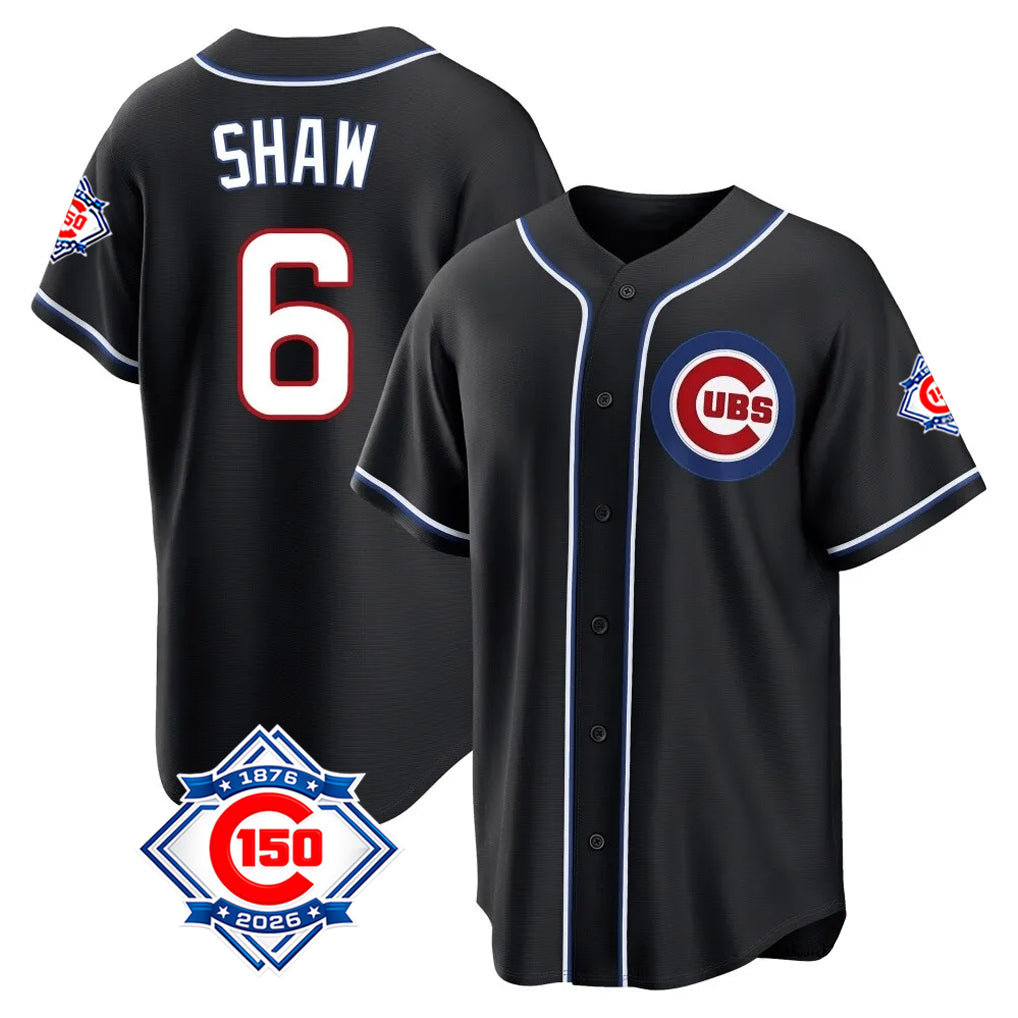 Punc C.Cubs #6 Matt Shaw Player Black Fashion Out 150th Anniversary Game Stitched Jerseys
