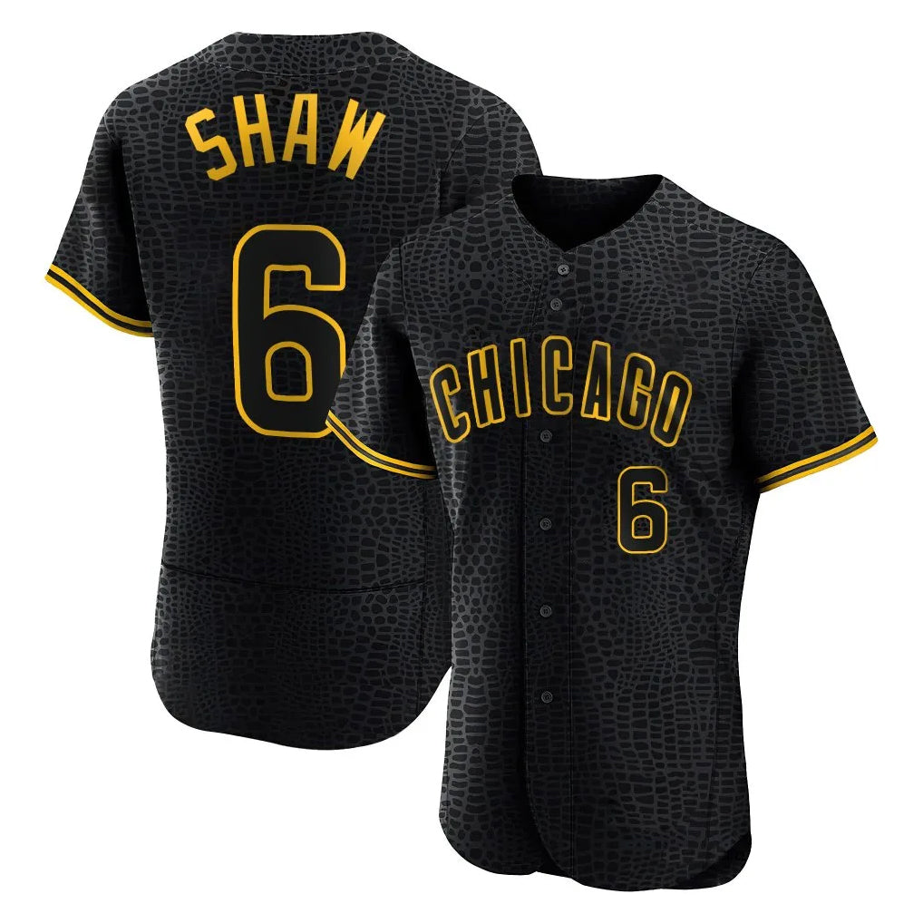 Punc C.Cubs #6 Matt Shaw Player Black Snake Skin City Limited Elite Home Game Stitched Jerseys