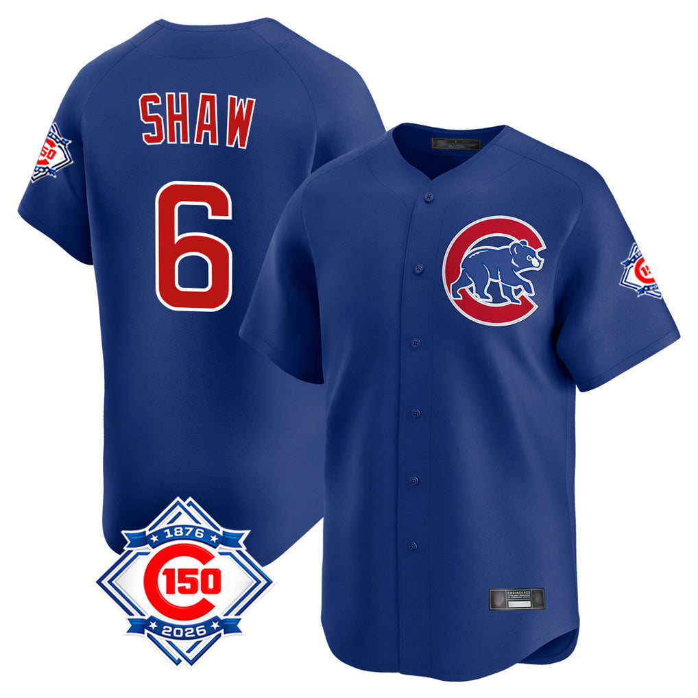 Punc C.Cubs #6 Matt Shaw Player Royal 150th Anniversary Limited Home Stitched Jerseys
