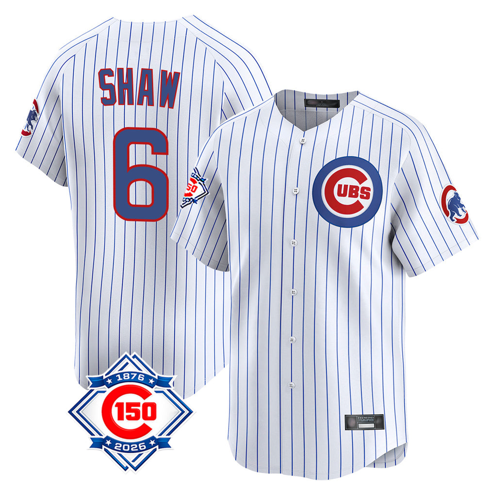 Punc C.Cubs #6 Matt Shaw Player White 150th Anniversary Limited Home Game Stitched Jerseys