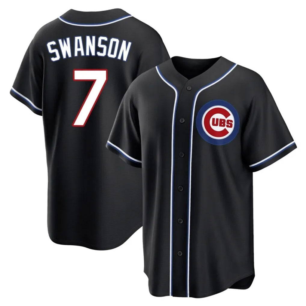 Punc C.Cubs #7 Dansby Swanson Player Black Fashion Out Game Stitched Jerseys