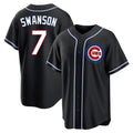 Punc C.Cubs #7 Dansby Swanson Player Black Fashion Out Game Stitched Jerseys