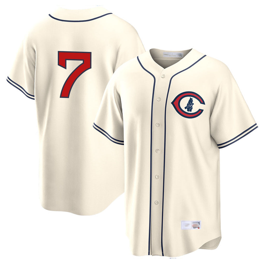 Punc C.Cubs #7 Dansby Swanson Player Cream Field of Dreams Home Game Stitched Jerseys