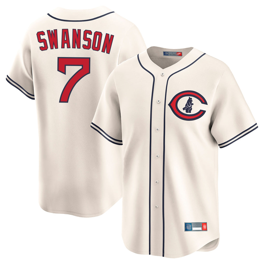 Punc C.Cubs #7 Dansby Swanson Player Cream Field of Dreams Limited Home Game Stitched Jerseys