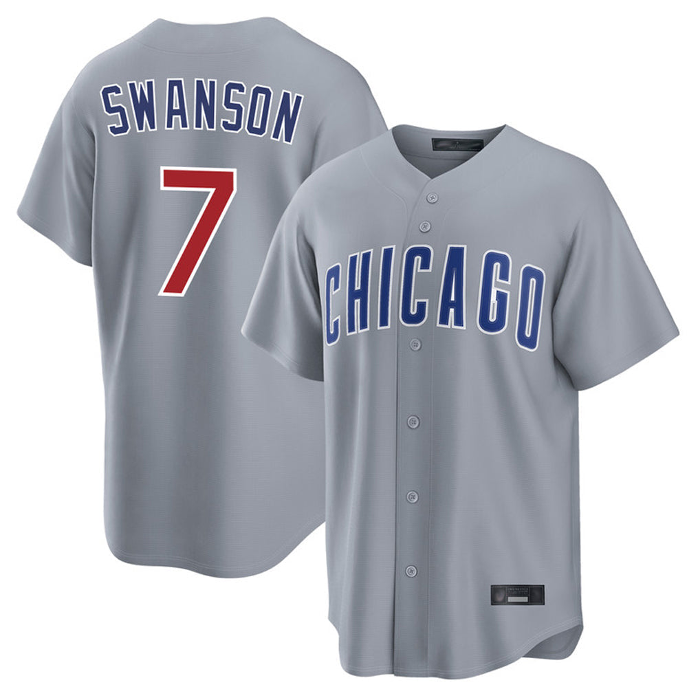 Punc C.Cubs #7 Dansby Swanson Player Gray Home Game Stitched Jerseys