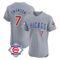 Punc C.Cubs #7 Dansby Swanson Player Gray Road 150th Anniversary Limited Elite Home Stitched Jerseys