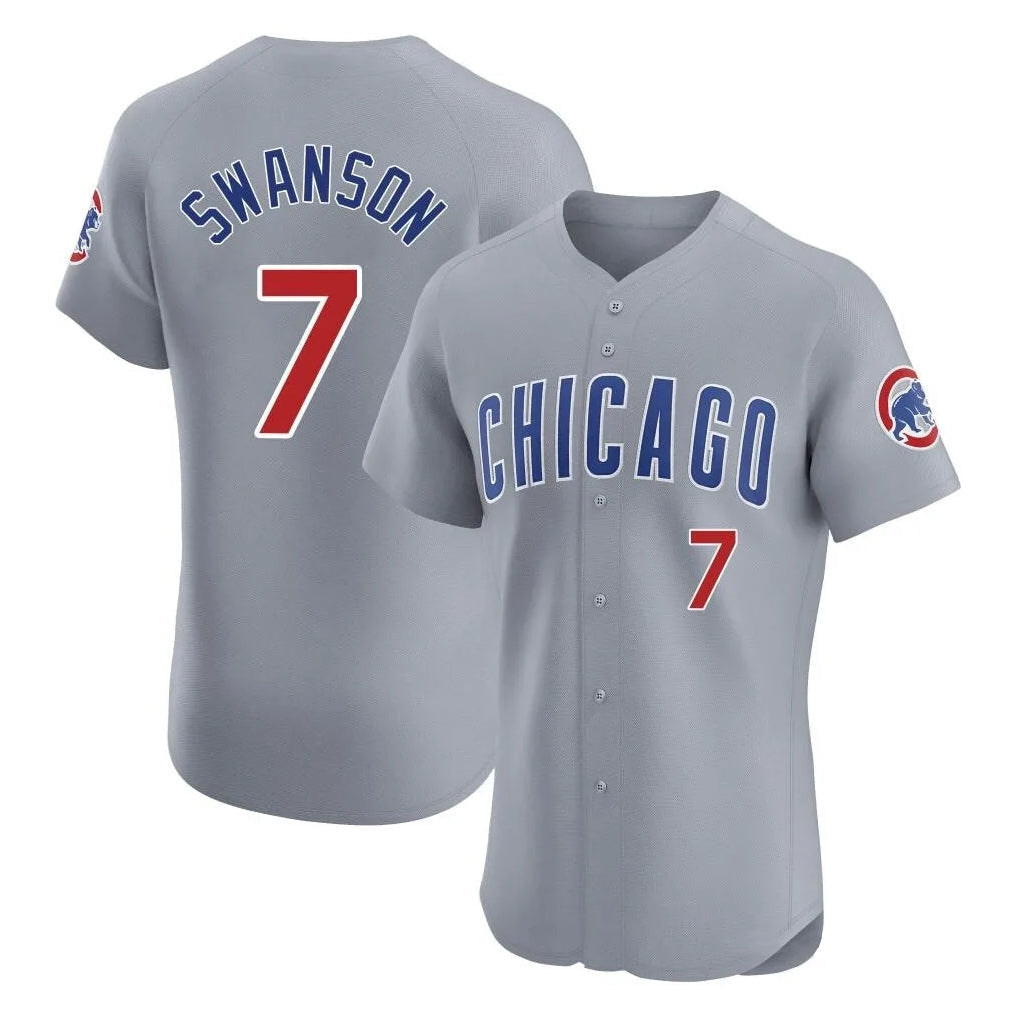 Punc C.Cubs #7 Dansby Swanson Player Gray Road Limited Elite Home Stitched Jerseys