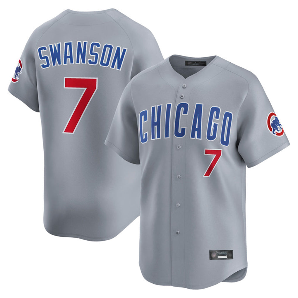 Punc C.Cubs #7 Dansby Swanson Player Gray Road Limited Home Stitched Jerseys