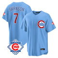 Punc C.Cubs #7 Dansby Swanson Player Light Blue 150th Anniversary Home Game Stitched Jerseys