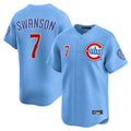 Punc C.Cubs #7 Dansby Swanson Player Light Blue Limited Home Stitched Jerseys