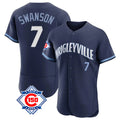 Punc C.Cubs #7 Dansby Swanson Player Navy City Connect 150th Anniversary Limited Elite Home Stitched Jerseys
