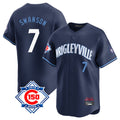 Punc C.Cubs #7 Dansby Swanson Player Navy City Connect 150th Anniversary Limited Home Stitched Jerseys