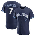 Punc C.Cubs #7 Dansby Swanson Player Navy City Connect Limited Elite Home Stitched Jerseys
