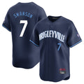 Punc C.Cubs #7 Dansby Swanson Player Navy City Connect Limited Home Stitched Jerseys
