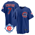 Punc C.Cubs #7 Dansby Swanson Player Royal 150th Anniversary Home Game Stitched Jerseys