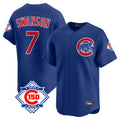 Punc C.Cubs #7 Dansby Swanson Player Royal 150th Anniversary Limited Home Stitched Jerseys