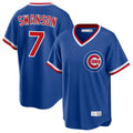 Punc C.Cubs #7 Dansby Swanson Player Royal T-shirt Cooperstown Collection Limited Stitched Jerseys