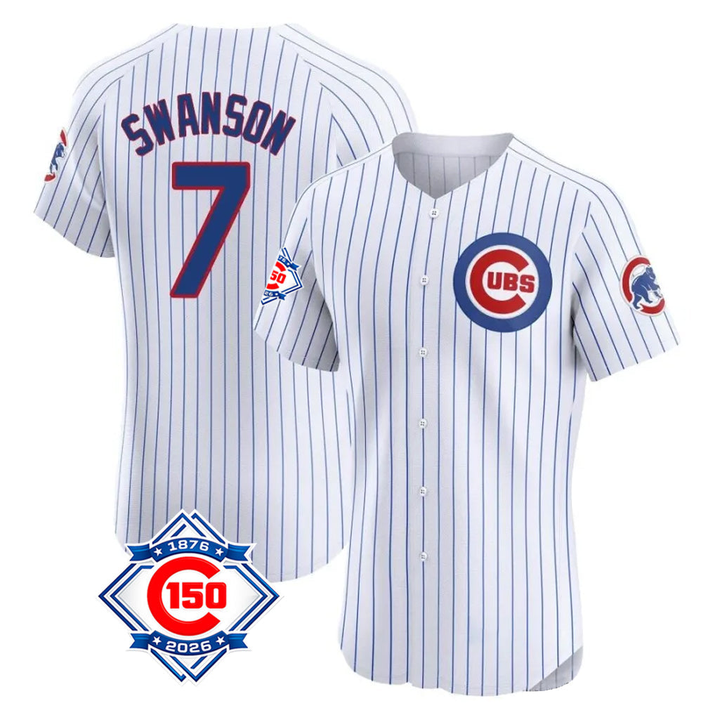 Punc C.Cubs #7 Dansby Swanson Player White Limited Elite Home Game Stitched Jerseys