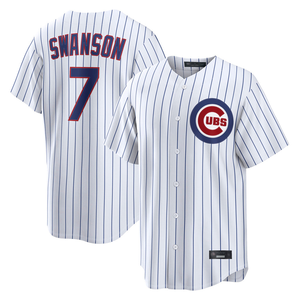 Punc C.Cubs #7 Dansby Swanson Player White Game Home Stitched Jerseys