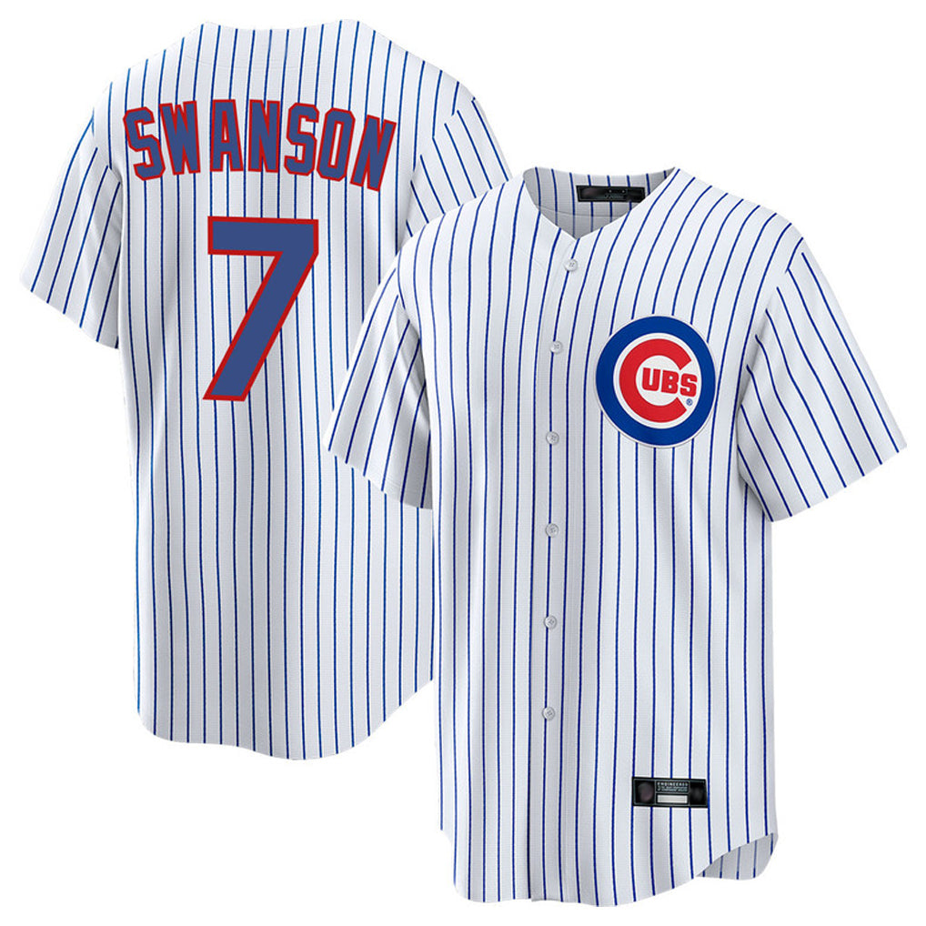 Punc C.Cubs #7 Dansby Swanson Player White Home Game Stitched Jerseys