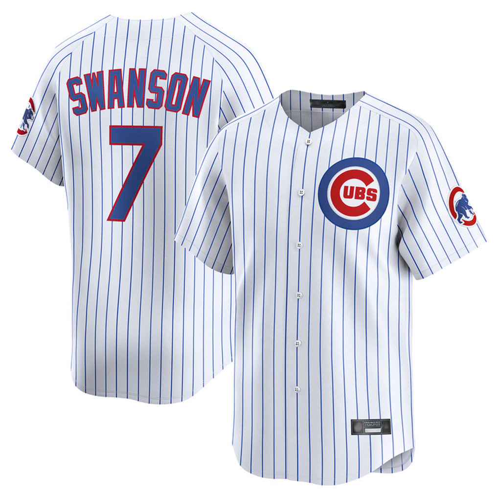 Punc C.Cubs #7 Dansby Swanson Player White Limited Home Game Stitched Jerseys
