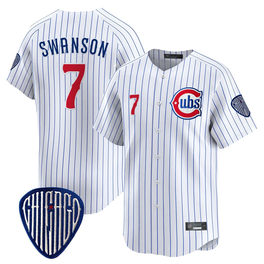 Punc C.Cubs #7 Dansby Swanson Player White Pinstripe Vapor Premier Limited Home Stitched Jerseys