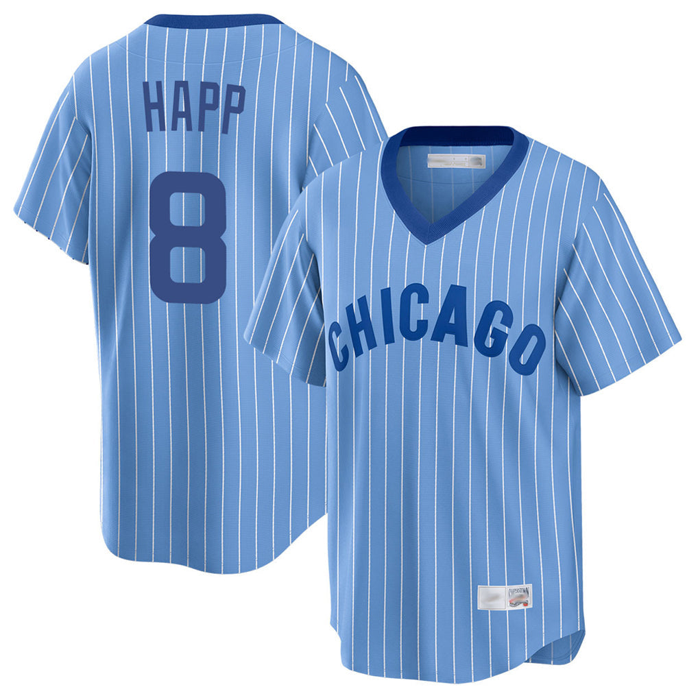Punc C.Cubs #8 Ian Happ Player Blue T-shirt Cooperstown Collection Limited Stitched Jerseys