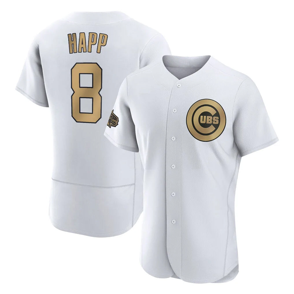 Punc C.Cubs #8 Ian Happ Player Gold All-Star Limited Elite Home Game Stitched Jerseys