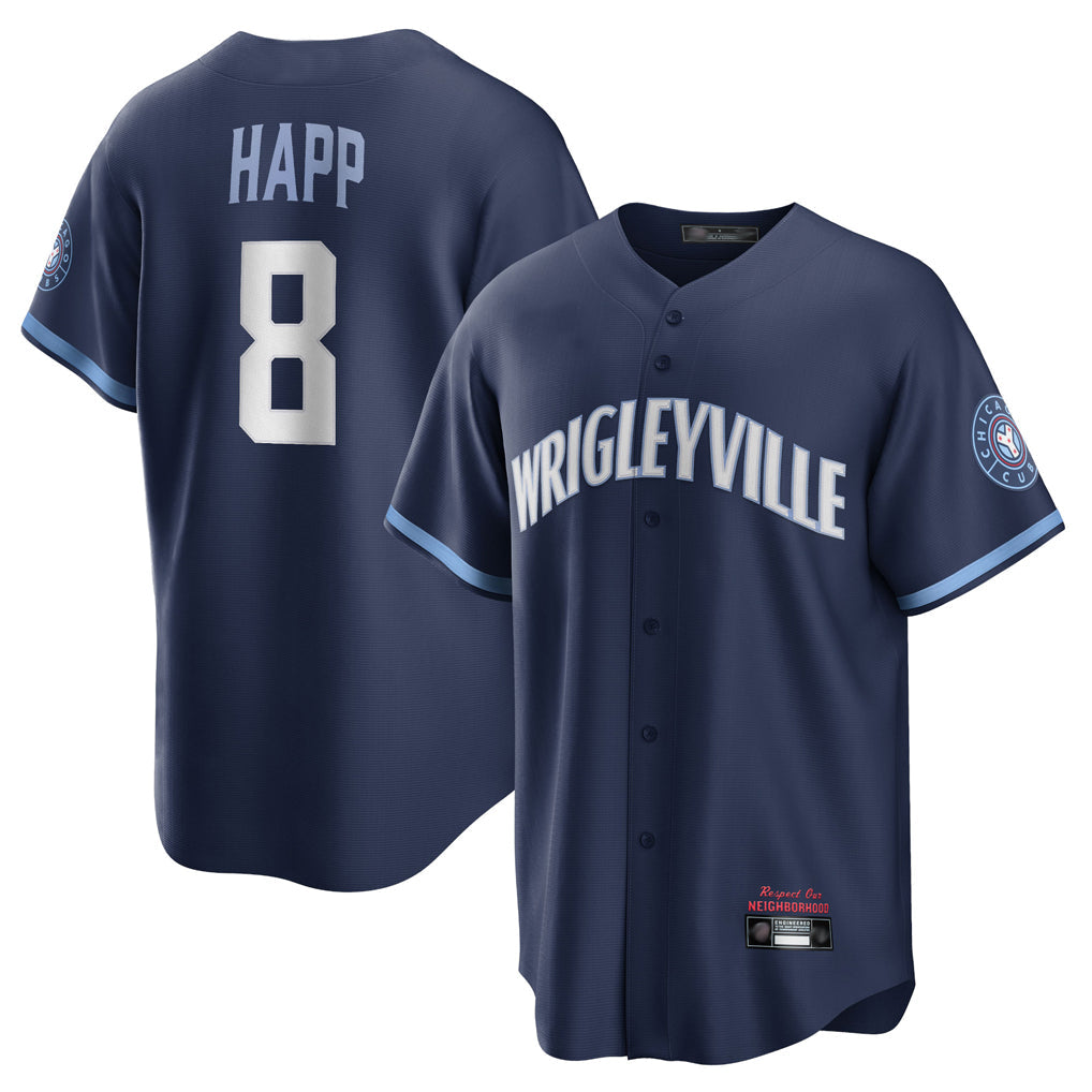 Punc C.Cubs #8 Ian Happ Player Navy City Connect Home Game Stitched Jerseys