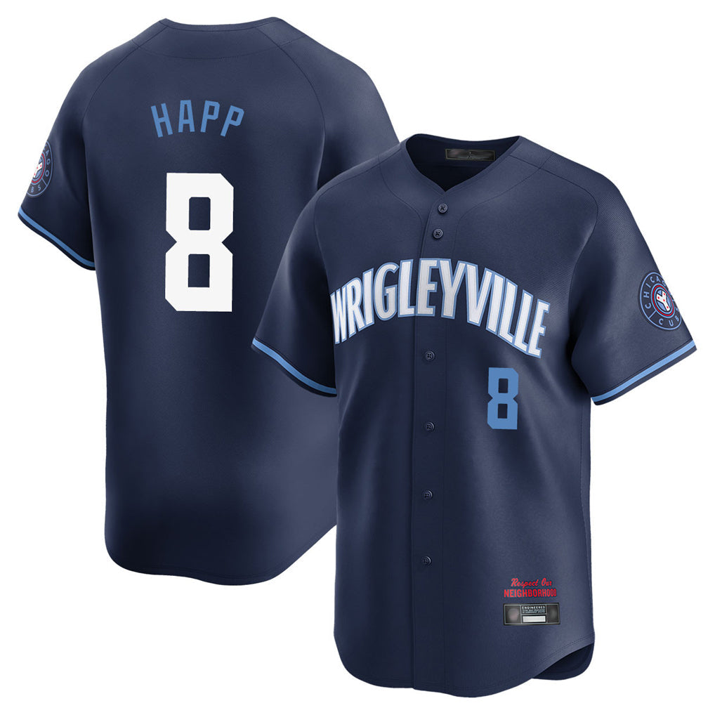 Punc C.Cubs #8 Ian Happ Player Navy City Connect Limited Home Stitched Jerseys