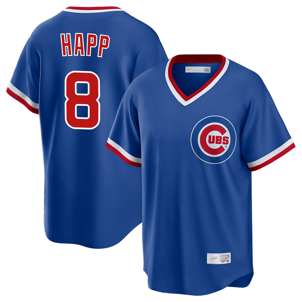 Punc C.Cubs #8 Ian Happ Player Royal T-shirt Cooperstown Collection Limited Stitched Jerseys