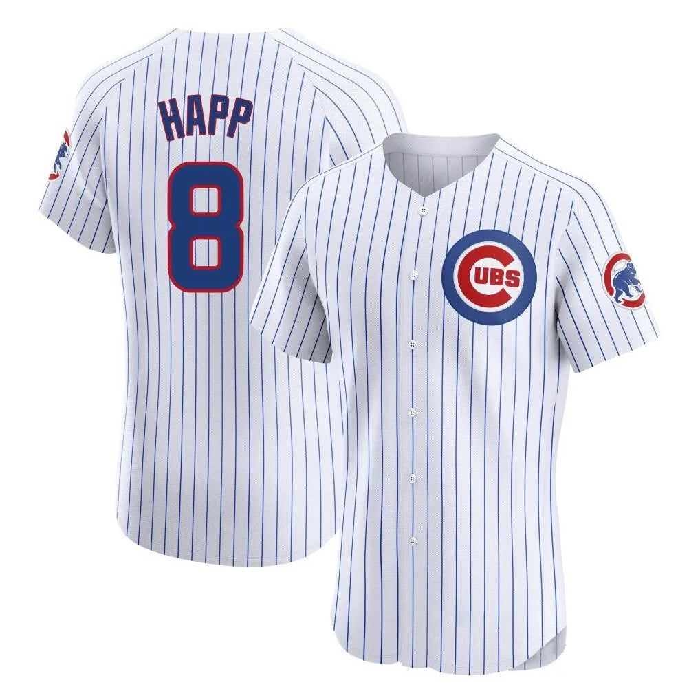 Punc C.Cubs #8 Ian Happ Player White Limited Elite Home Game Stitched Jerseys