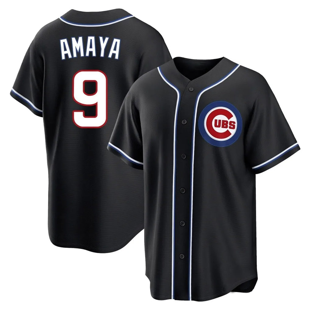 Punc C.Cubs #9 Miguel Amaya Player Black Fashion Out Game Stitched Jerseys