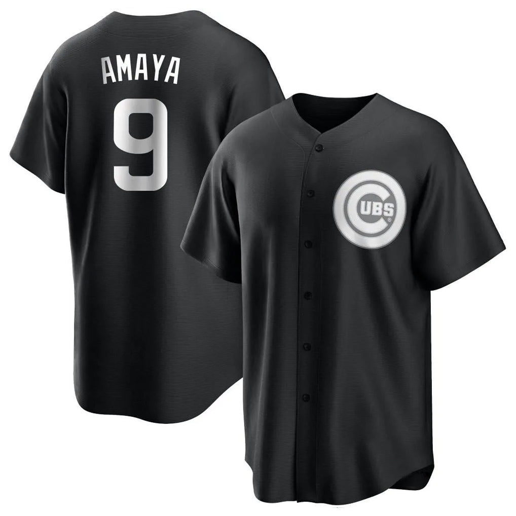 Punc C.Cubs #9 Miguel Amaya Player Black Game Stitched Jerseys