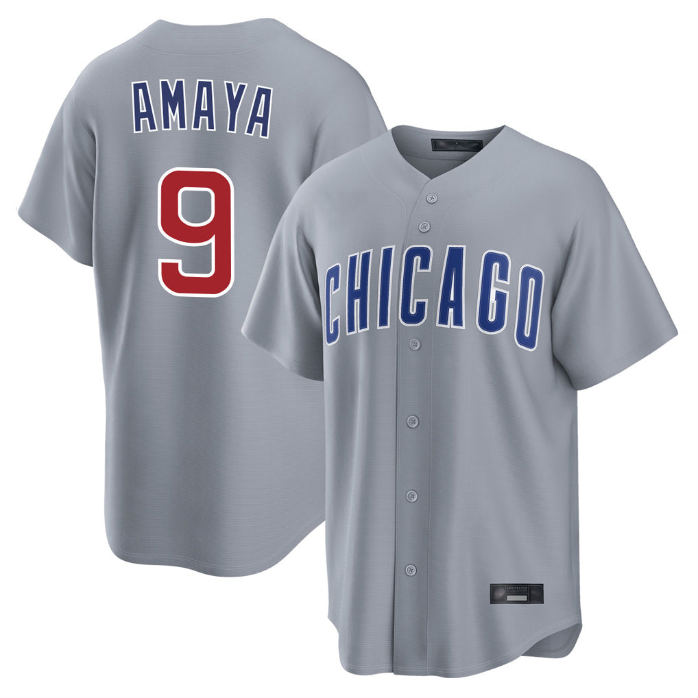 Punc C.Cubs #9 Miguel Amaya Player Gray Home Game Stitched Jerseys