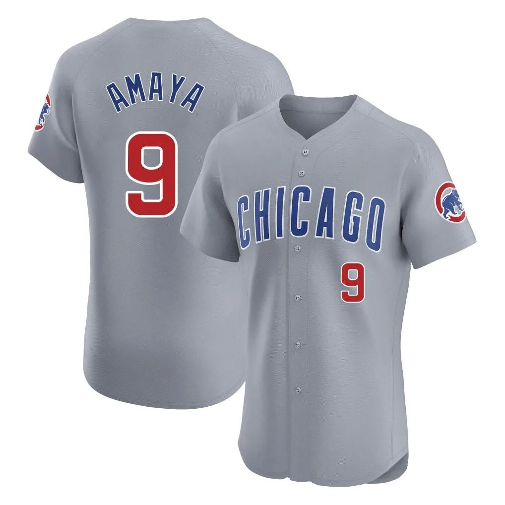 Punc C.Cubs #9 Miguel Amaya Player Gray Road Limited Elite Home Stitched Jerseys