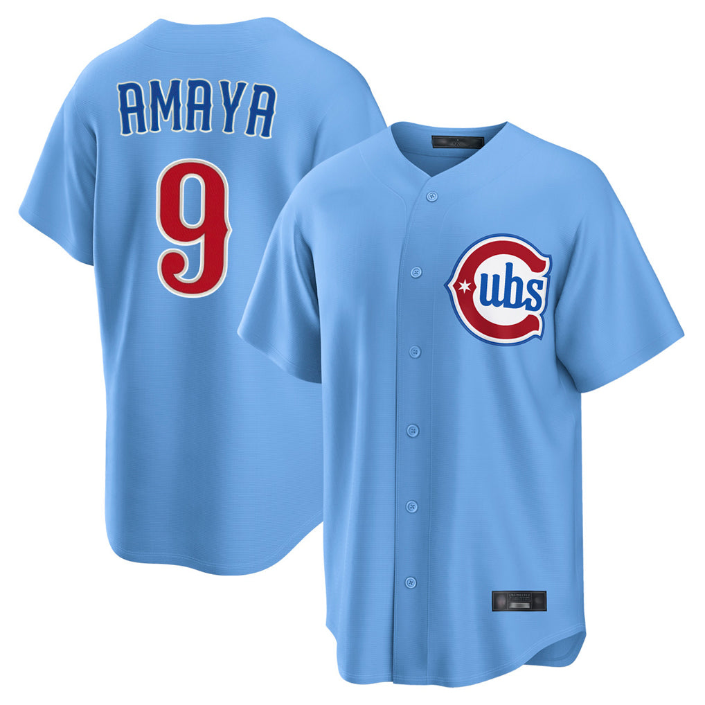 Punc C.Cubs #9 Miguel Amaya Player Light Blue Home Game Stitched Jerseys
