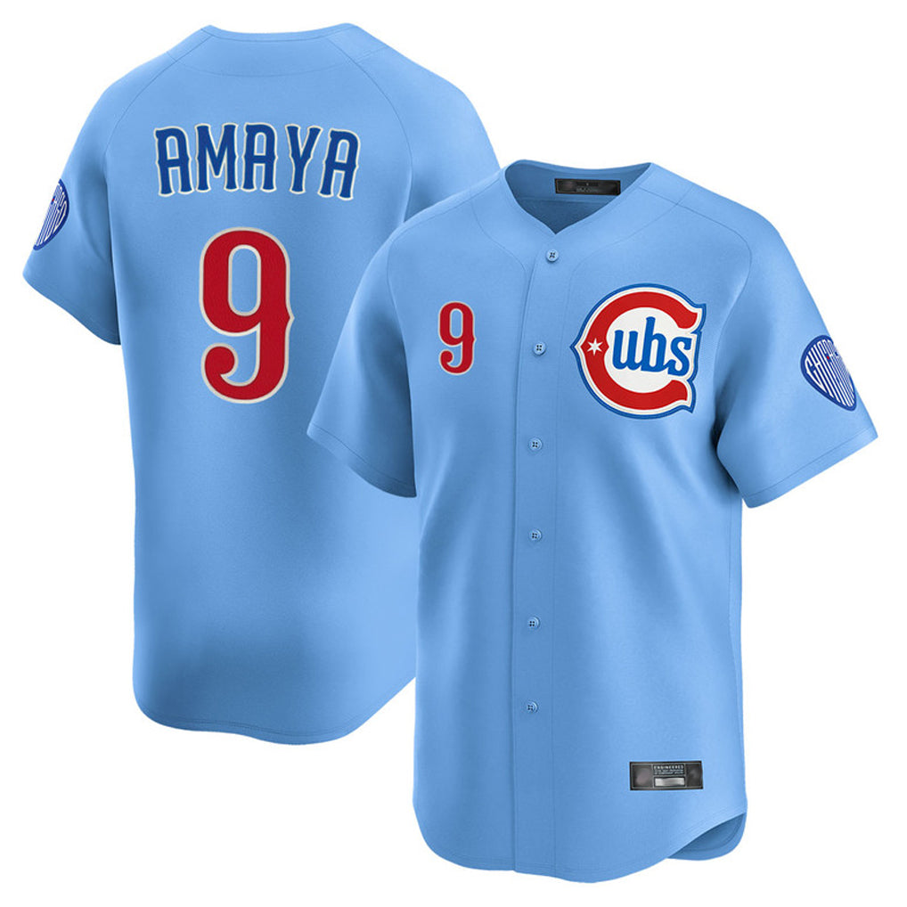 Punc C.Cubs #9 Miguel Amaya Player Light Blue Limited Home Stitched Jerseys