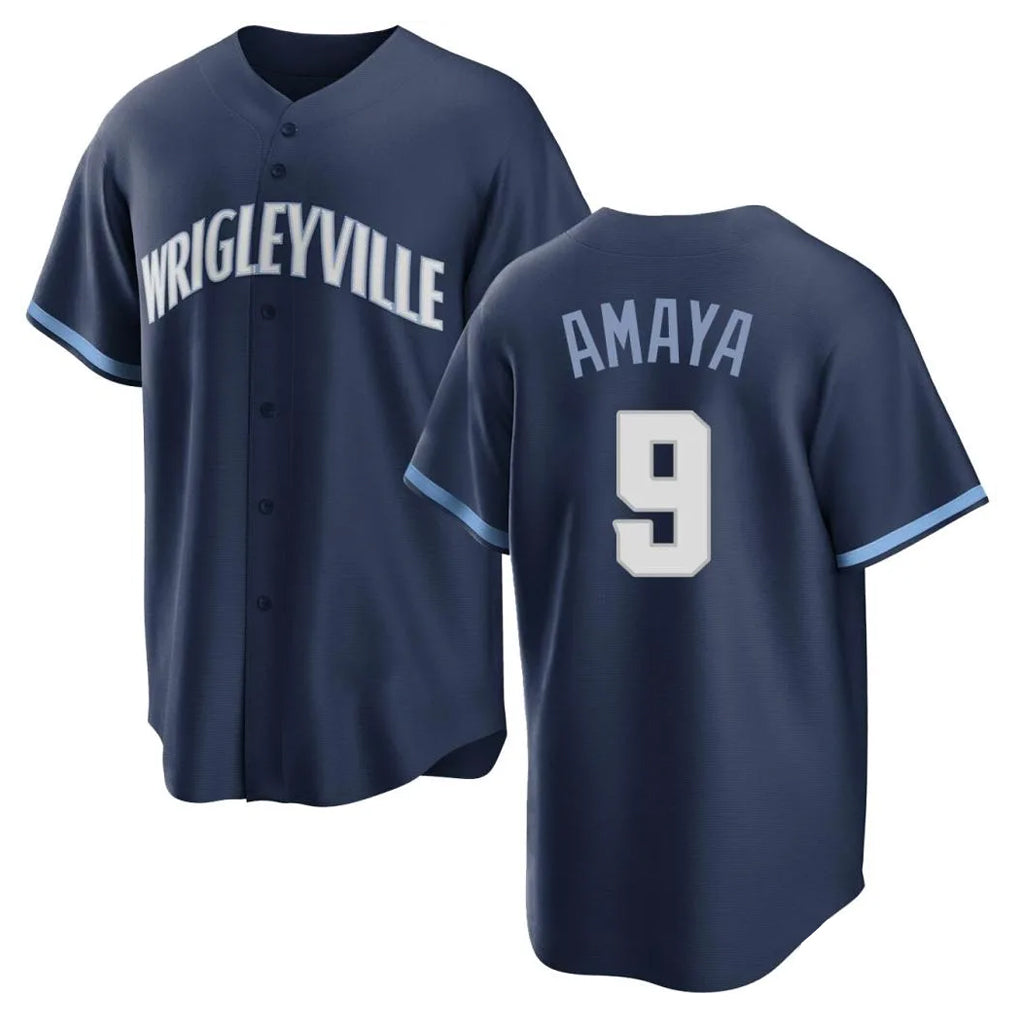 Punc C.Cubs #9 Miguel Amaya Player Navy City Connect Home Game Stitched Jerseys