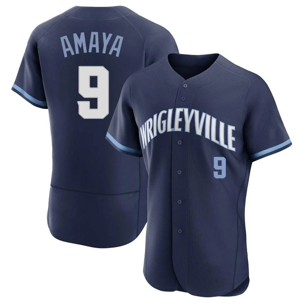 Punc C.Cubs #9 Miguel Amaya Player Navy City Connect Limited Elite Home Stitched Jerseys