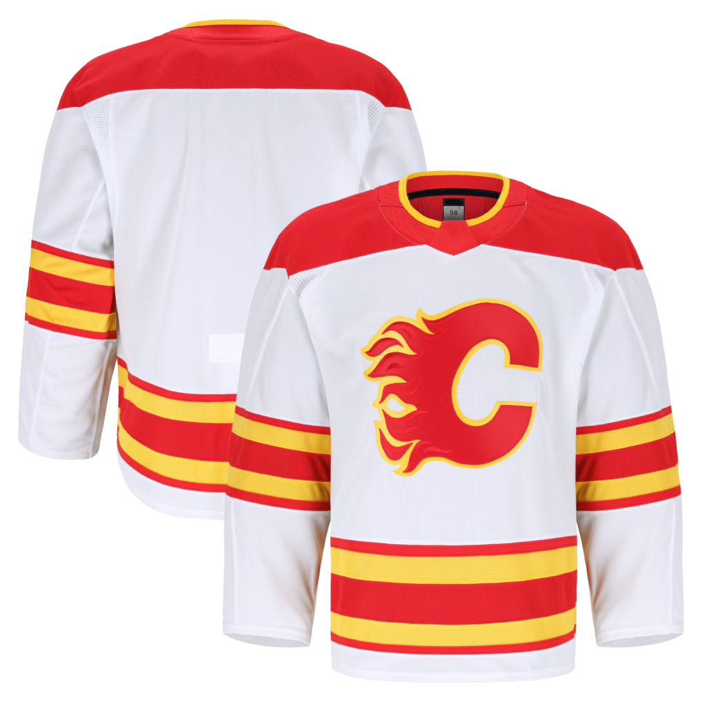 Punc C.Flames White Away Authentic Pro Jerseys
