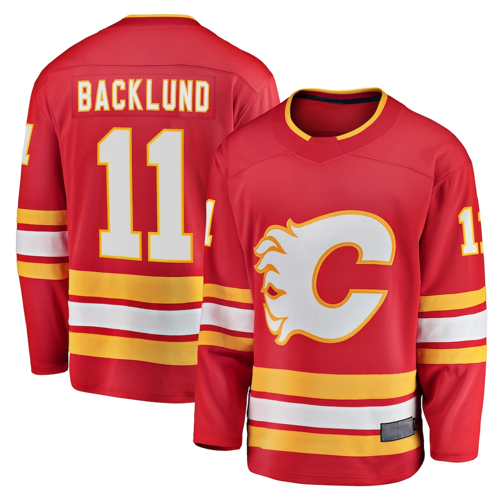 Punc C.Flames #11 Mikael Backlund Red Home Breakaway Player Jerseys