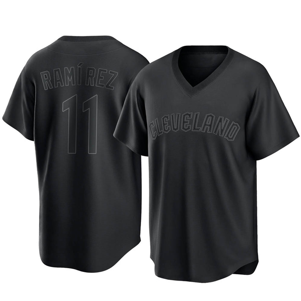 Punc C.Guardians #11 Jose Ramirez Player Black T-shirt Home Game Stitched Jerseys