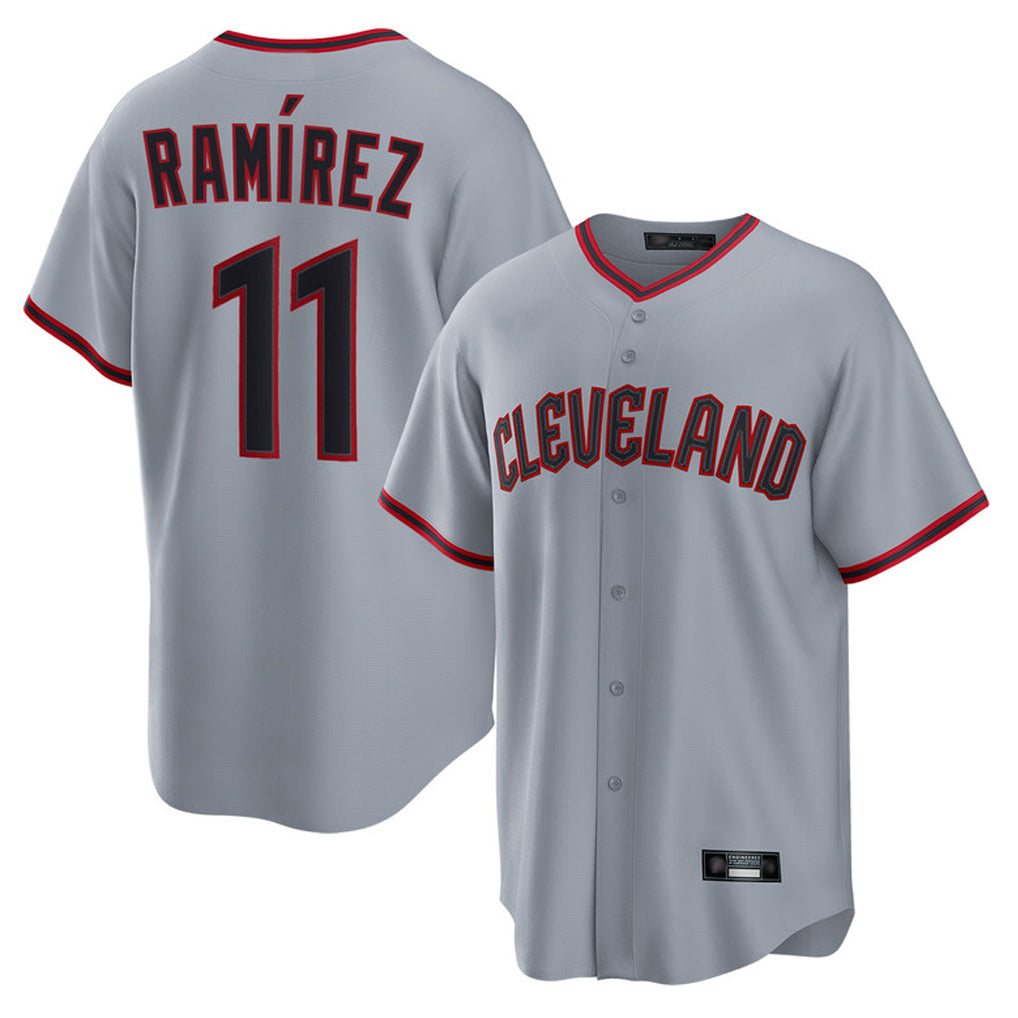 Punc C.Guardians #11 Jose Ramirez Player Gray Home Game Stitched Jerseys