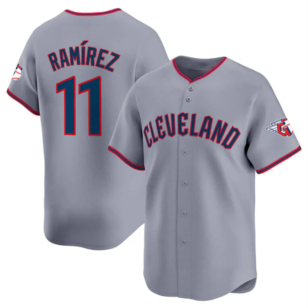Punc C.Guardians #11 Jose Ramirez Player Gray Road Limited Home Game Stitched Jerseys