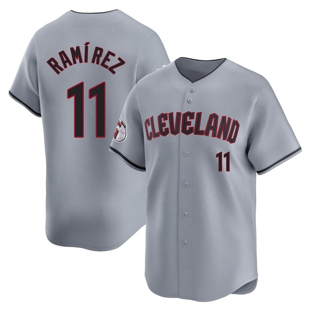 Punc C.Guardians #11 Jose Ramirez Player Gray Road Limited Home Stitched Jerseys