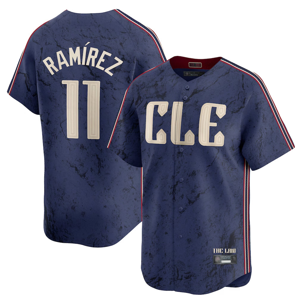 Punc C.Guardians #11 Jose Ramirez Player Navy City Connect Limited Home Stitched Jerseys